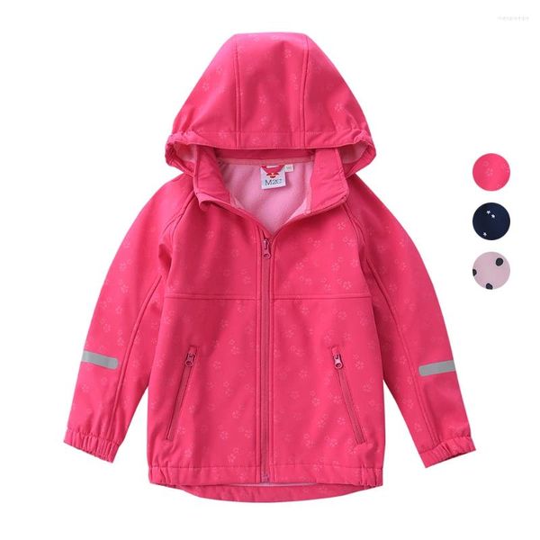 Vestes 3-9T enfants filles polaire Jakets manteau Softshell printemps automne vêtements d'extérieur enfants à capuche imperméable coupe-vent fermeture éclair conception