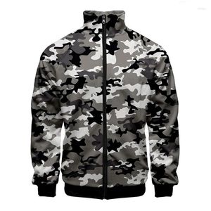 Vestes 3d masses imprimées camouflage zipper veste à la mode vestiges à la mode