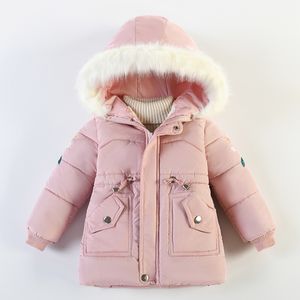 Jassen 4 5 6 jaar herfst winter meisjes jas warm houden bontkraag schattige prinses jas met capuchon rits mode baby bovenkleding kinderkleding 230905