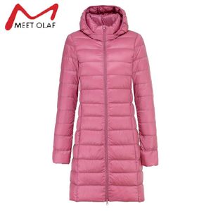 Vestes 5xl automne hiver grande taille femmes doudoune longue Ultra légère mince manteau décontracté veste bouffante mince enlever Parka à capuche