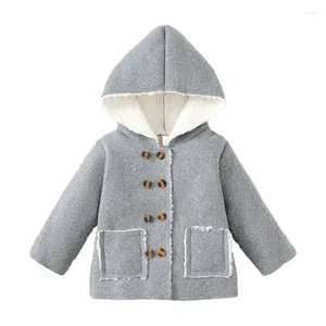 Vestes 6M-3T Enfant Garçons Filles Manteaux À Capuchon Enfants À Manches Longues Double Boutonnage Couleur Unie Vêtements Pour Bébés