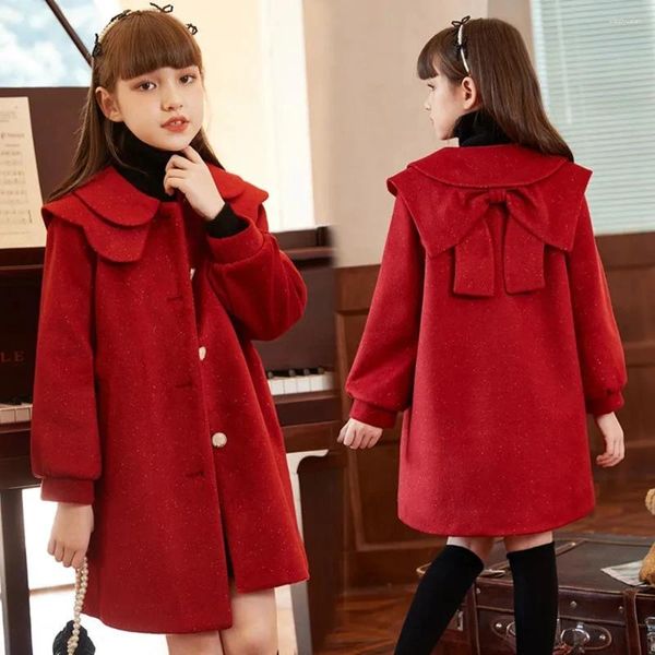 Vestes 8-15 enfants coton rembourrés veste en laine épaisse veste filles hiver mignon rouge manteau long adolescent mode vêtements d'extérieur 14 vêtements