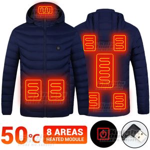 Jassen 8 Gebieden Elektrische Verwarmde Jas Verwarming USB Thermische Verwarmbare Sport Warm Vest Jas Motorkleding Ski Camping Heren Y2210