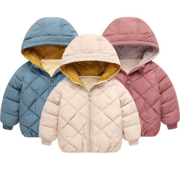 Chaquetas 90-140cm Chaqueta de invierno cálida para niños Abrigo grueso con capucha de algodón de alta calidad para niños Prendas de abrigo Regalos de Navidad Ropa para niños 220928