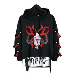 Vestes Anime Tokyo Ghoul Streetwear Patchwork Sweats à capuche imprimés Kaneki Ken Dessin animé Sweat-shirts décontractés Unisexe Y2k Vêtements surdimensionnés