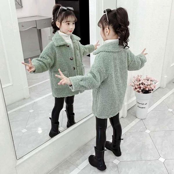 Vestes Arrivées 2023 Enfants Manteau De Fourrure Automne Hiver Fille Vêtements Mode Causal Filles Survêtement 2 Couleurs Pour 3-12 Ans Manteaux Chauds