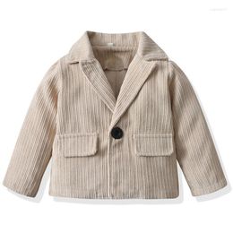 Jacken Herbst und Winter Cord Anzug Mantel Kinder Baby 2023 Revers Strickjacke Single Button Kurze Langarm Jacke