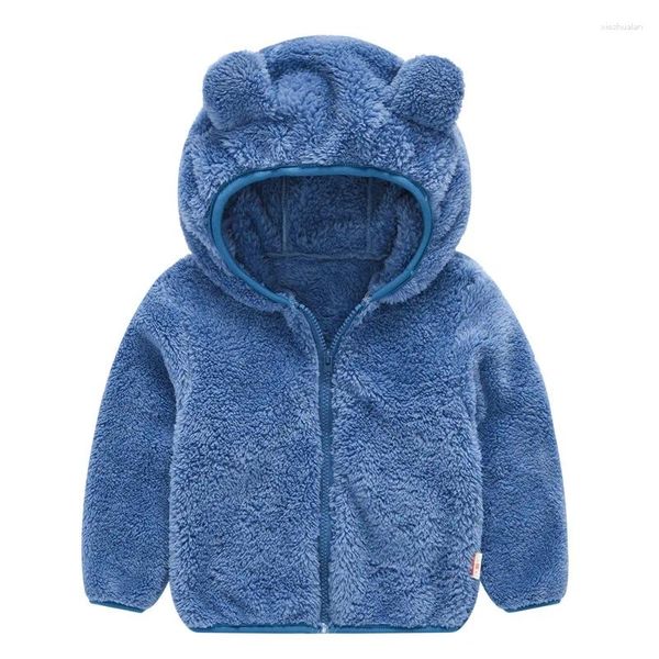 Giacche Autunno e inverno Cappotto di lana in pile Abbigliamento per bambini Ragazzo Ragazza Cappotti Adorabili orecchie da orso Robusta felpa con cappuccio Cerniera pelosa per bambini