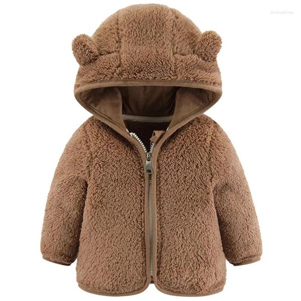 Chaquetas de otoño para bebé, ropa de invierno para niño, ropa informal cálida de forro polar con cremallera con capucha para niño pequeño, prendas de vestir exteriores para niña