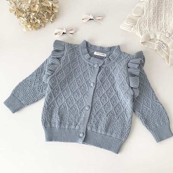 Vestes d'automne pour bébés filles, Cardigan tricoté, pull à volants ajouré, veste en tricot de printemps, Style coréen