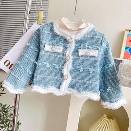 Vestes automne bleu Vintage veste manteau grands enfants adolescents vêtements de mode pour filles garçons Cardigan 4 à 12 vêtements d'extérieur pour enfants manteaux