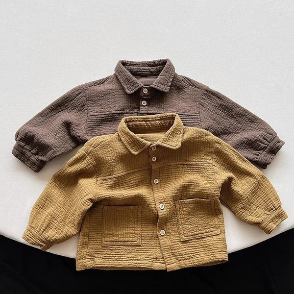 Chaquetas de otoño para niños, chaqueta de manga larga, moda para niñas, Tops con cuello vuelto, ropa de algodón para niños, cárdigan Vintage para niños