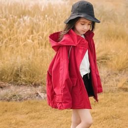 Vestes Automn Kids Hooded Zipper For Girls Solid Loose Casual Coat Loos
