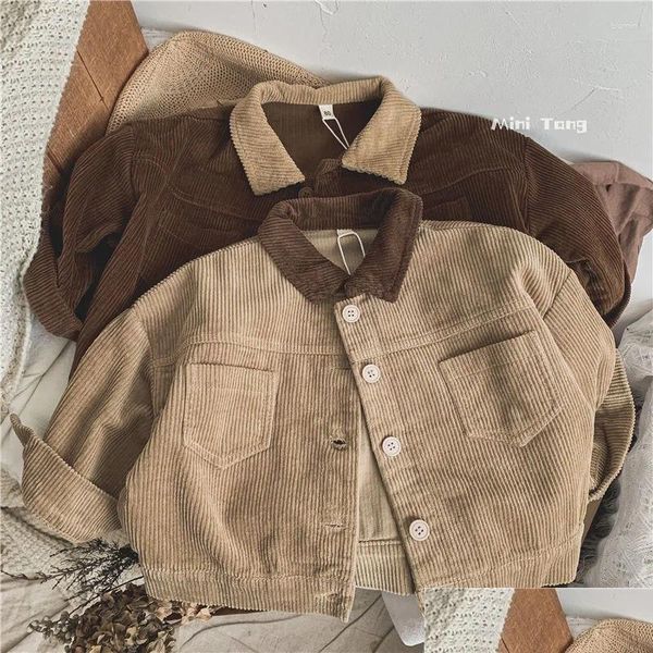 Jackets Autumn Spring Cordoury Chaqueta de color chaqueta Big Kids adolescentes Fashion Fath For Boys Cardigan de 4 a 12 Niños.