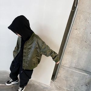 Chaquetas de otoño Primavera Verde chaqueta de béisbol abrigo niños grandes adolescentes ropa de moda para niñas cárdigan para niños 4 a 12 prendas de vestir para niños