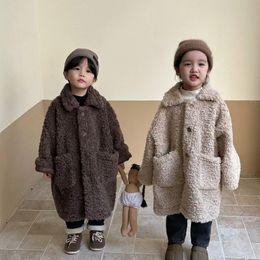 Vestes Automne hiver bébé pardessus décontracté fille enfant solide coupe-vent garçon enfants épaissir mode Xlong manteau infantile Plus veste de velours 231027