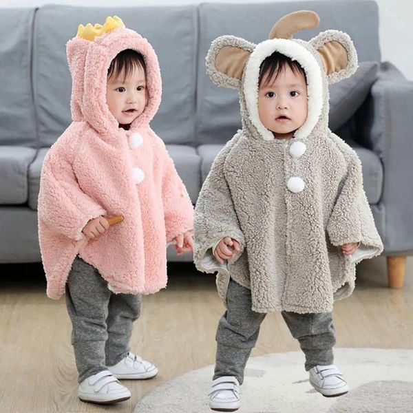 Vestes d'automne et d'hiver pour enfants, vêtements pour filles, Cape à capuche, manteau en peluche épais, chaud, solide, Simple, décontracté, vêtements amples