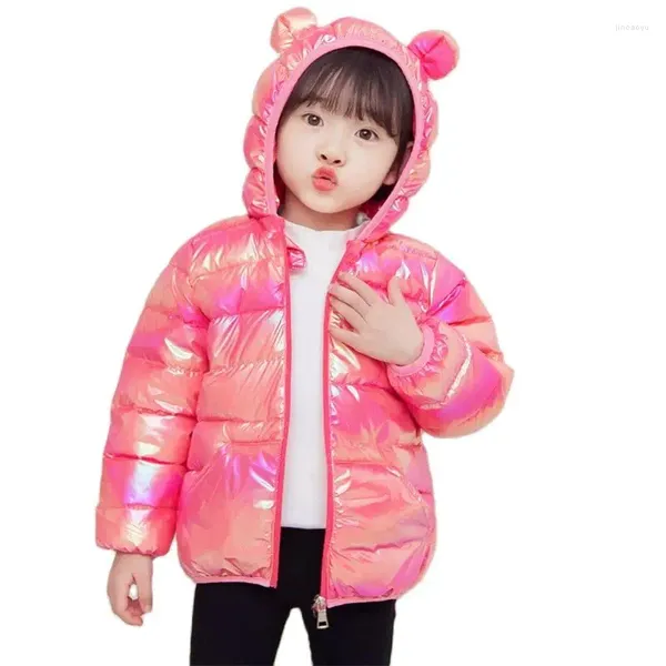 Vestes Automne hiver enfants garçons vers le bas coton veste rembourrée vêtements d'extérieur avec Surface brillante filles Parka à capuche manteaux décontractés 2024