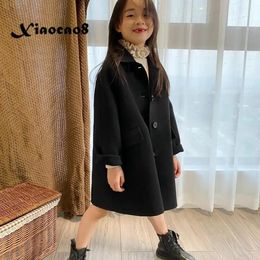 Jassen Herfst Winter Unisex Kinderen Zwarte Wollen Dikke Jas Jas 314Y Kinderen Peuter Herfstkleding Bovenkleding Jongens Meisjes Lang 231013