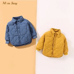 Куртки для маленьких мальчиков и девочек, хлопковая стеганая куртка для малышей, теплая рубашка-пальто для малышей, плотный наряд для малышей, осень-весна-зима, одежда для малышей 18 лет 230927