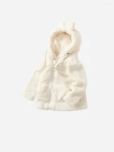 Vestes bébé garçon fille manteau à capuche automne hiver Chic veste polaire infantile enfant mode impression lettre blanc poche vêtements d'extérieur