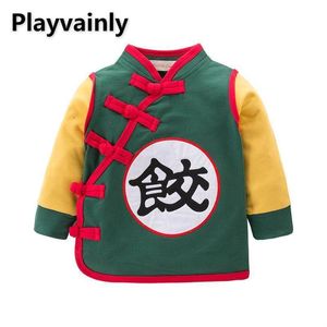 Jassen Baby Boy T-shirt Meisjes Jas Groen Oranje Chinese stijl T-shirt met lange mouwen Baby Lente Herfst Kleding E18211 230830