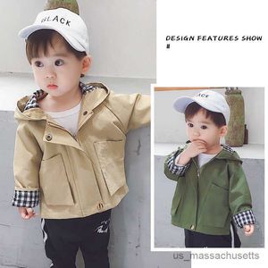 Jackets Baby Boys Fashion Hooded Coat Jacket Kids Casual Cotton Jackets Overcoats Kinderkleding Outfits R230812