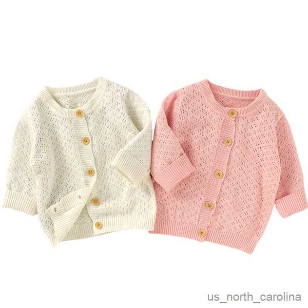 Vestes Bébé Garçons Filles Tricoté Cardigan Mince Manteau Coréen Femme Bébé Princesse Creux Chandail Tricoté Crème Solaire Air Automne Printemps Manteau R230805