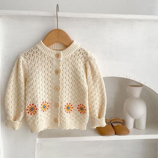 Vestes bébé fille vêtements enfants Cardigans rétro Crochet fille tricoté Cardigan coton manteau