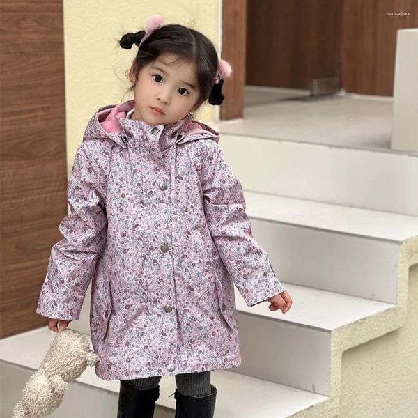 Vestes pour bébés filles, manteau pour enfants, veste à motif Floral complet, tissu à trois préventions, chaud de haute qualité