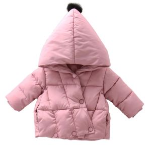Jassen Babymeisjeskleding winterjas dik warm katoenen donsjack pure kleur schattig meisje puntige hoed katoenen jas met capuchon meisjesjas