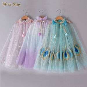 Jackets Baby Girl Princess Sparkle TuLle Cloak Child Cape Costume Dressing Wraps Long Birthday Party Halloween Kleding One Size 230407
