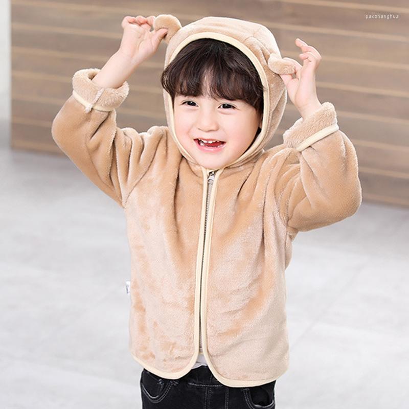ジャケットベビーガールズボーイズコーラルフリースフード付きアウタースーツ冬の幼児用温かい綿コート1〜6歳の子供コート