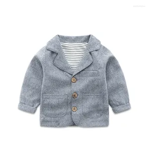 Jackets Baby Grey Suit Coat Spring and Autumn Niños pequeños Chaqueta de ropa de manga larga Araña exterior para bebés nacidos de 0-3y P176