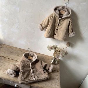 Vestes bébé manteau à capuche velours côtelé laine d'agneau rembourré veste garçon 2023 hiver fille Cardigan décontracté