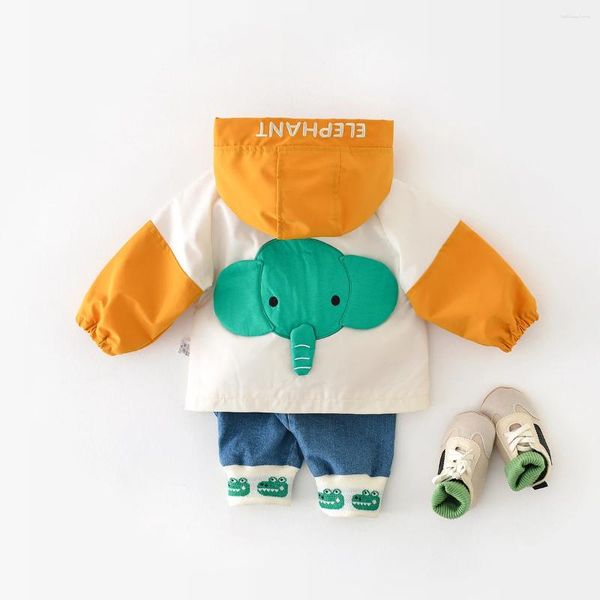 Jackets Baby Jacket 2024 Autumn Coreano 0-3y Kids Ropa Elephant Boys Cartoon Girl Capacenado con capucha Camil de manga larga