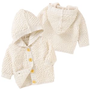 Jackets Baby Sweaters Peuter kinderjongens meisjes gebreide outfitkleding schattig kind capuchon met winter warme vestjacht bovenkleding 221010