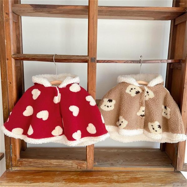 Chaquetas para bebés, niños pequeños, niñas, mezcla de lana, prendas de abrigo con capucha de invierno, capas, Poncho, abrigo