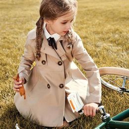 Jassen Baby Vintage Tench Coat Meisjeskleding Winddichte jas Britse Double Breasted Windbreaker Turn-down kraag Knoopriem Kinderen