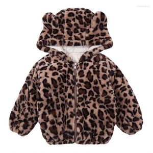 Chaquetas Baywell para niños, ropa para niñas, abrigo con estampado de leopardo de invierno, sudadera cálida de lana de cordero para niños, Sudadera con capucha de manga larga