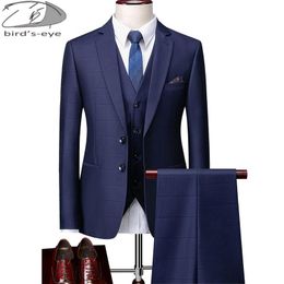 Vestes (blazers + pantalons + gilet) Costumes pour hommes Plaid 3 pièces Costumes habillés pour hommes Costumes d'affaires de bureau de banlieue décontractés pour veste de mariage pantalon