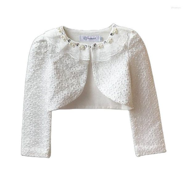 Vestes Boler filles dentelle Cardigan 3-9Y fille à manches longues veste robe de mariée fête blanc rose boléro vêtements manteau d'extérieur