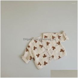 Jackets nacidos baby boy girl algodón lino cárdigan infante abrigo para niños pequeños chaqueta transpirable verano primavera de otoño 0-3y drop de dhqti