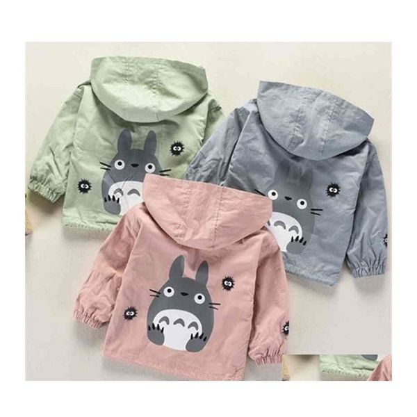 Chaquetas Born Boys Baby Girl Ropa Primavera Otoño Niños Chaqueta Cortavientos Dibujos animados lindo Totoro Abrigo con capucha Niños Outwear 14Y 21090 Dhedu