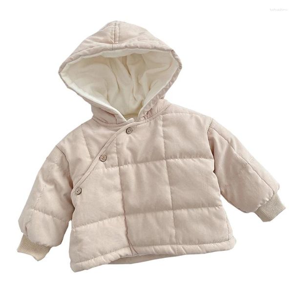 Vestes d'hiver en velours pour garçon, épaisses, chaudes, à capuche, couleur unie, vêtements Boutique pour enfants, Parka d'extérieur pour tout-petits