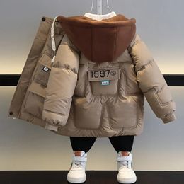 Jassen jongens 2023 herfst winter pluche katoenen jas winter jas kinderen s kleding dik 231213