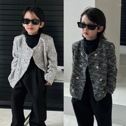 Vestes Garçons Blazer Mode Noir Blanc Patchwork Manteau Pour Enfants Automne Filles Vêtements 2 À 13 Y Adolescent Veste Casual O-cou Enfant Survêtement