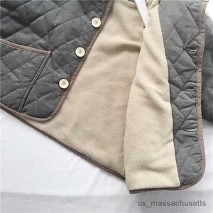 Jackets Chaqueta de abrigo para niños Algodón de abrigo 2023 gris espesado de espesor de invierno adolescente escolar ropa para niños R230812