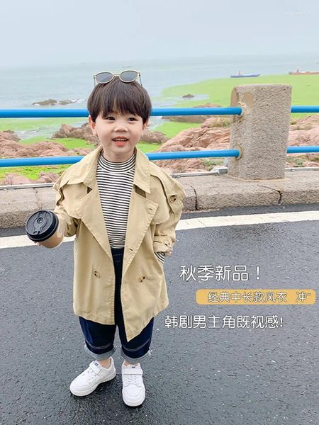 Jackets Boys 'Coat Spring and Autumn Children's Trench-longitud a mitad de longitud 2024 Baby Fashion Children Clothing