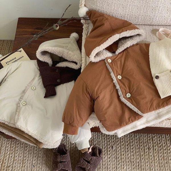 Chaquetas para niños, abrigo de invierno 2023, suéter grueso de lana de algodón para niños pequeños y medianos, Top de Cachemira de cordero para bebé, moda